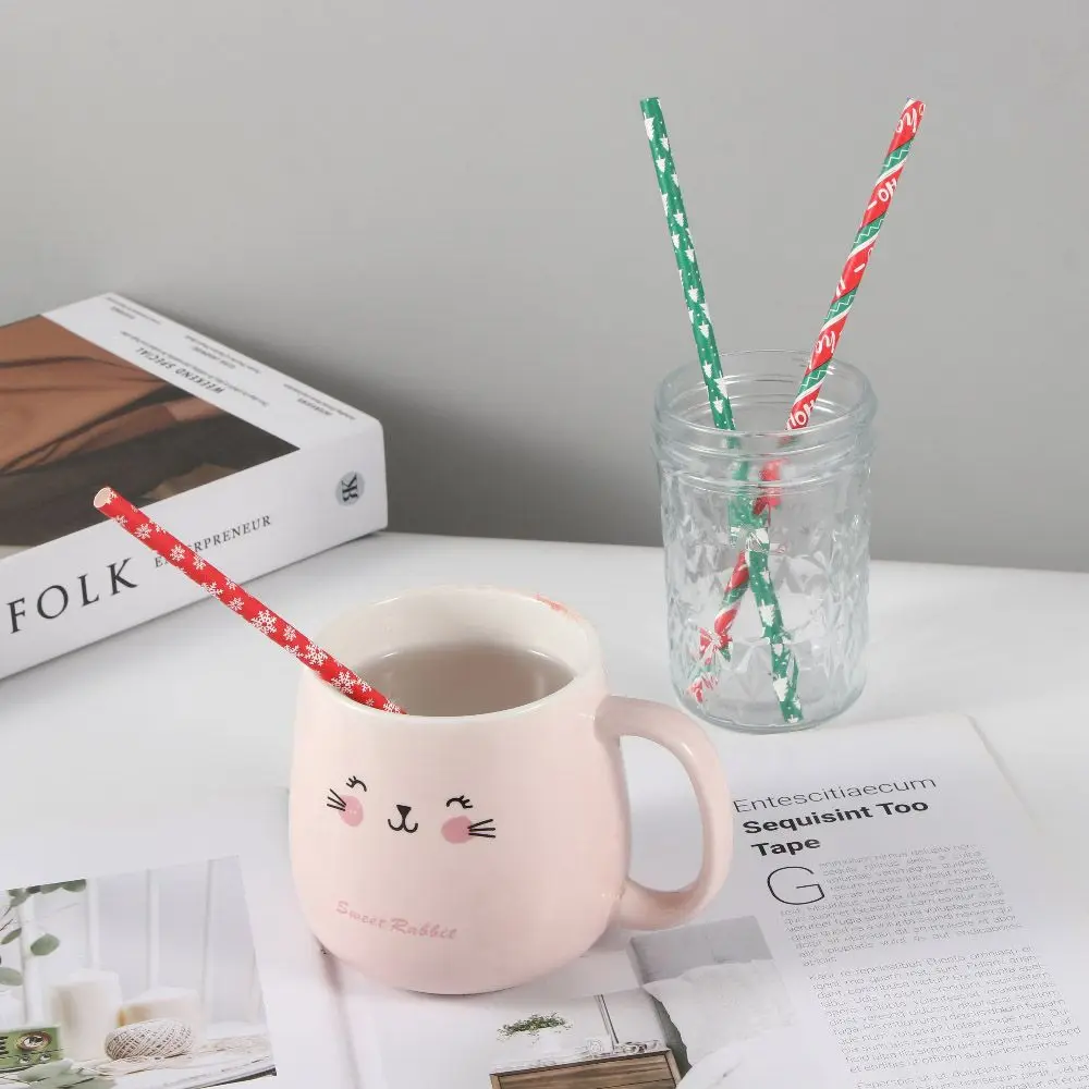 

Holiday Themed Xmas Paper Disposable Multicolor Tableware Christmas Decoration Party Supplies Bar Tools Drinking Straws