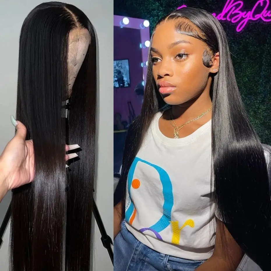 180% 13x4 Transparent Straight Lace Front Human Hair Wigs For Black Women Pre Plucked 150% 13x6 Remy Brazilian Lace Frontal Wig