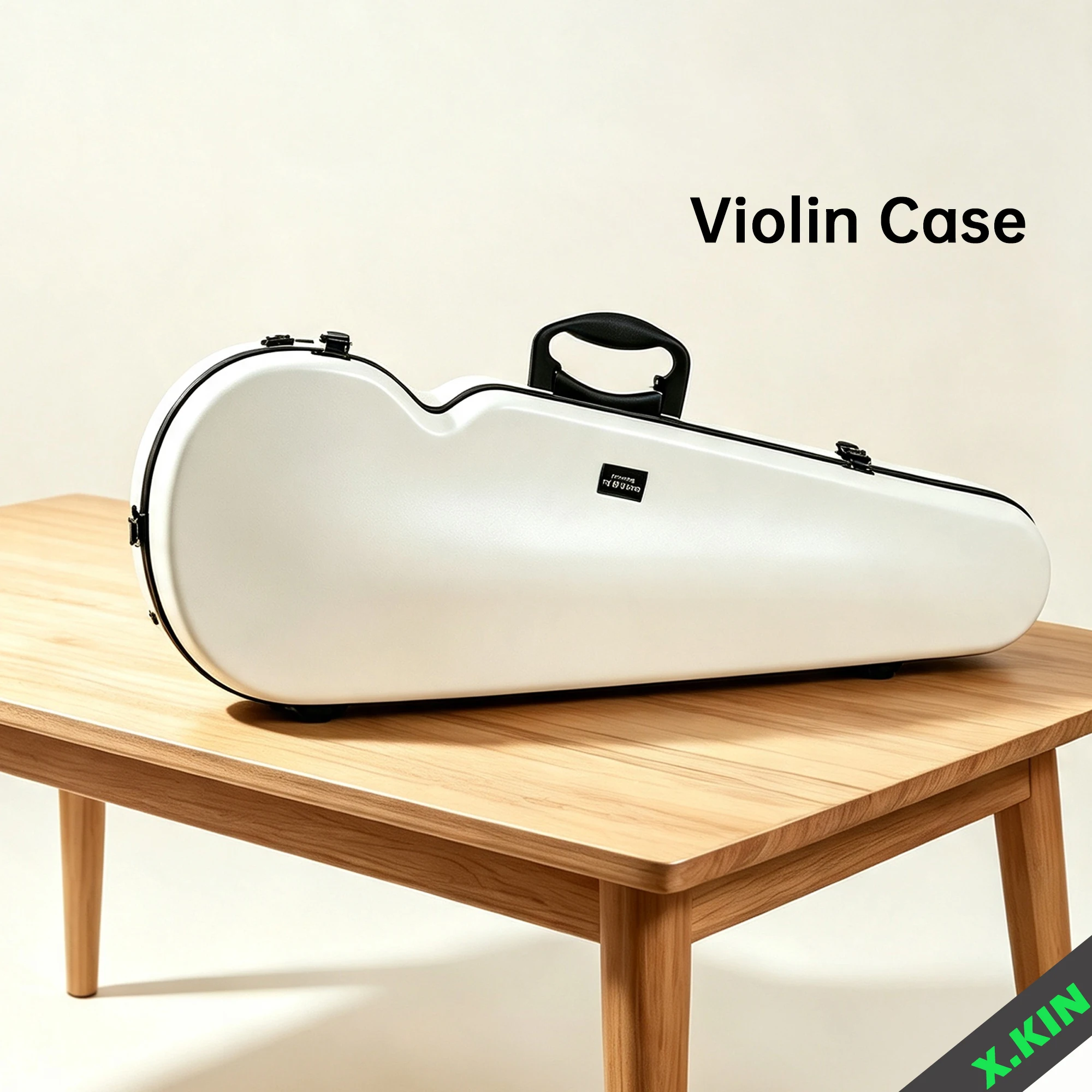 4/4 White Violin Hard Case, Triangular Pc Hard Shell, Shockproof Anti-Scratch, with Hygrometer