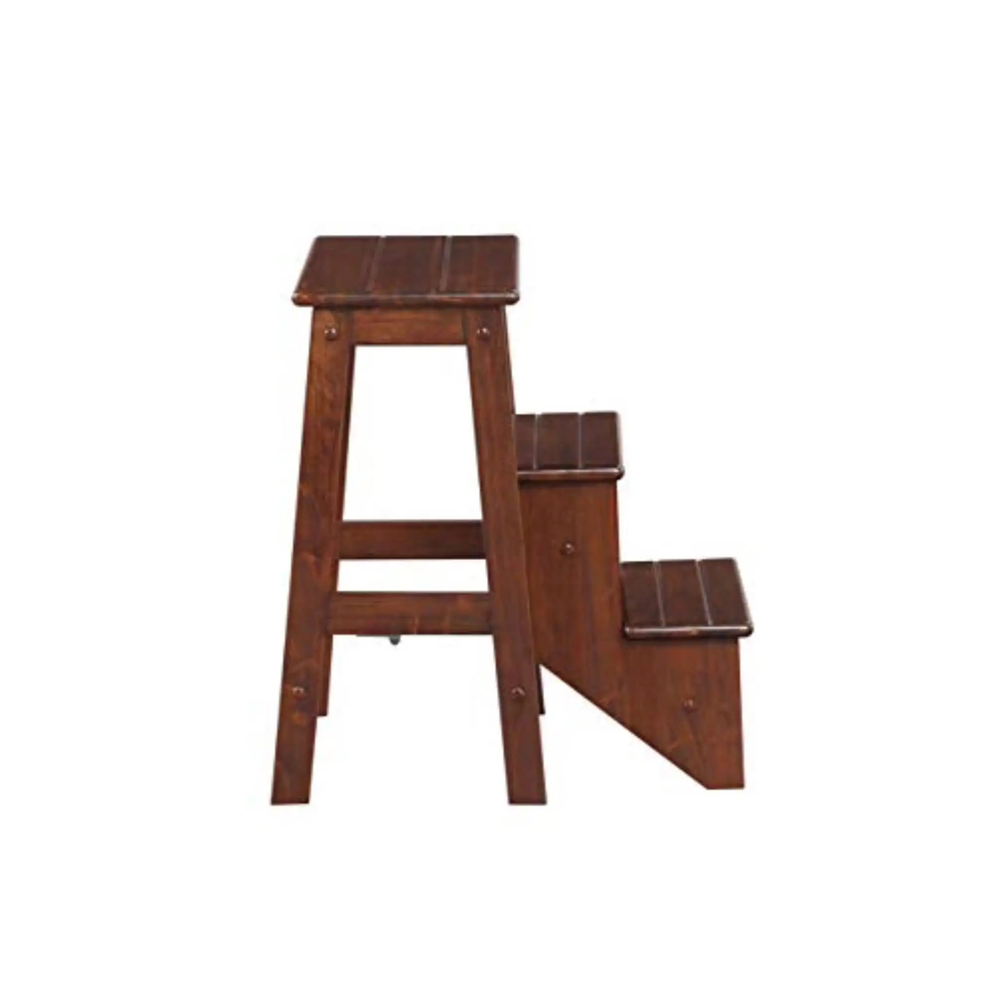 24 polegadas Cappuccino Finish Bar Stools, Folding 3-Step Wood Stool, Conjunto de 3 Bar Stool, Bar Counter Stool