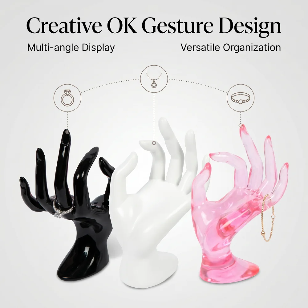 1 Pcs Creative Hand Shaped Jewelry Holder Display Stand for Rings, Necklaces, Earrings, Home & Boutique Decor For Ring Storage
