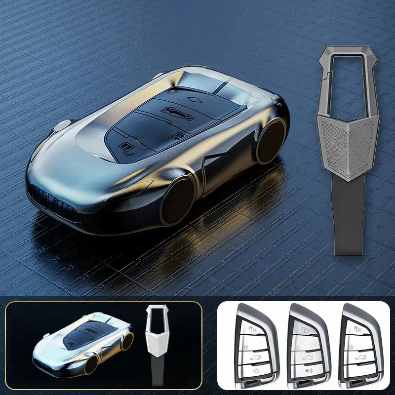 Zinc Alloy Silicone Car Smart Remote Key Fob Case Cover Bag With Keychain For BMW 2 3 5 6 7 M5 X1 X2 X3 X4 X5 X5M X6 X6M X7 F15