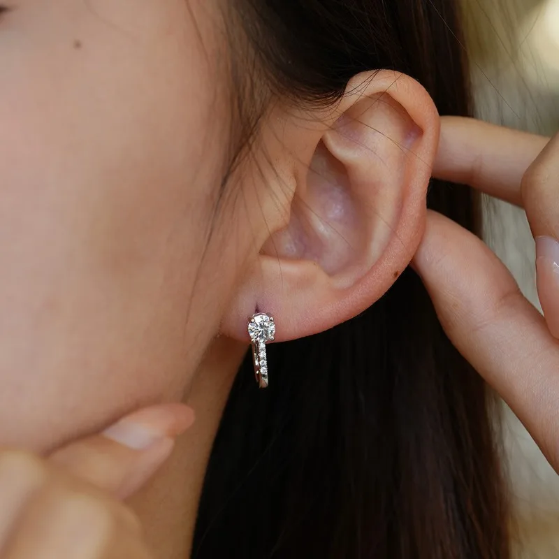 KNB 0.5ct ريال معتمد مويسانيتي الماس الذكرى أقراط للنساء هدية 925 فضة الأصلي غرامة مجوهرات فاخرة