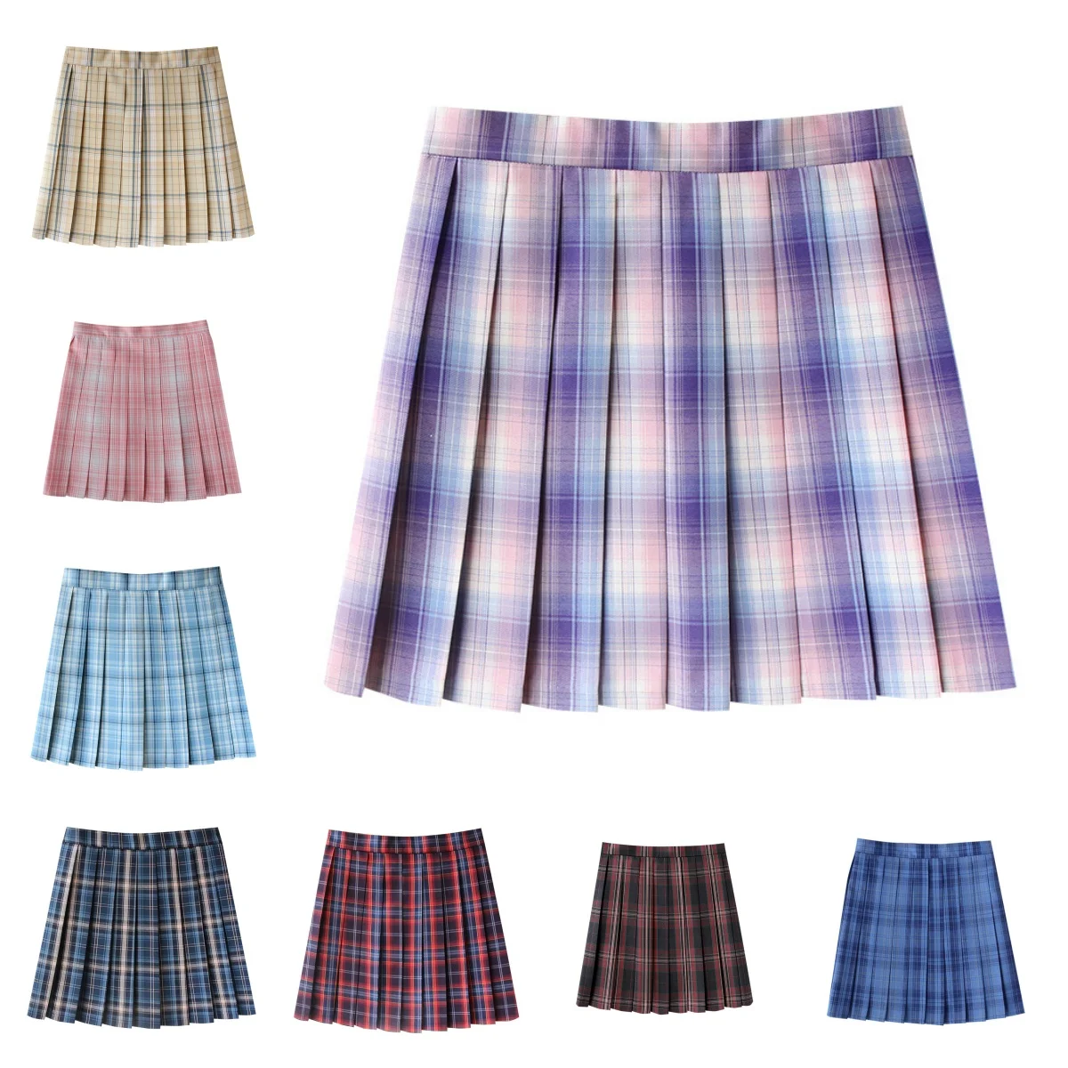 XS-5XL New Pleated Skirt for Women Mini Skirts Japanese School High Waist Kawaii Cute Grey Plaid Skirt Uniform Harajuku Jupe