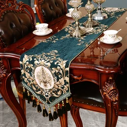 Retro Chenille Jacquard Table Runner Dining Table Decoration Luxury Tassel Table Runner Cabinet Jacquard Embroidery Cover Towel