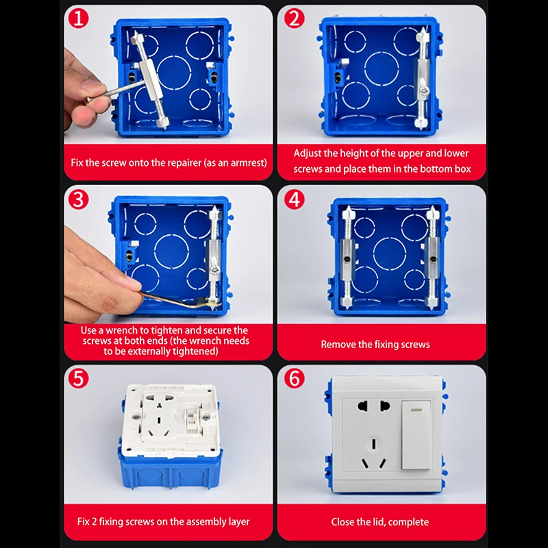 10Pcs presa per interruttore a parete riparazione di Cassette viti a cassetta regolabili asta di supporto con chiave accessori elettrici