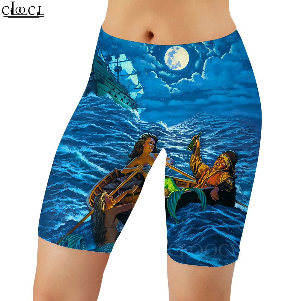 

CLOOCL New Fashion Women Legging Night Pirate Ship Pattern 3D Printed Shorts for Female Gym Workout Jogging Fitness Leggings