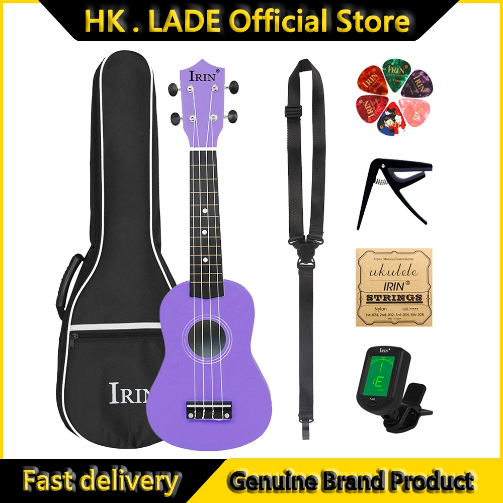 

IRIN 4-струнная гавайская гитара, 21-дюймовая гавайская гитара, панель из липы, гитара, гавайская гитара с сумкой, тюнер, медиаторы, детали и аксессуары для гитары