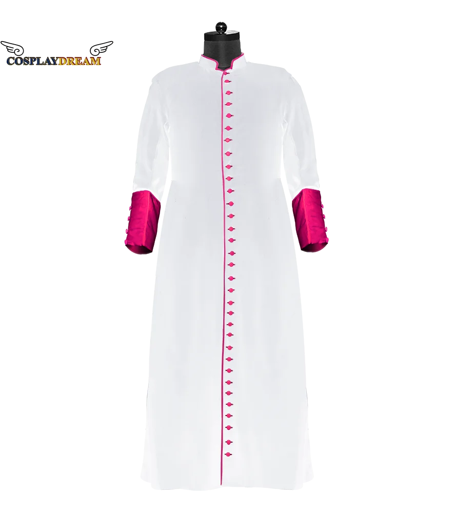 Church Priest Trench Jacket Cassock Clergy Robe Preacher Liturgical Stand-Collar Single Breasted Minister Choir Roman Pastor Cos