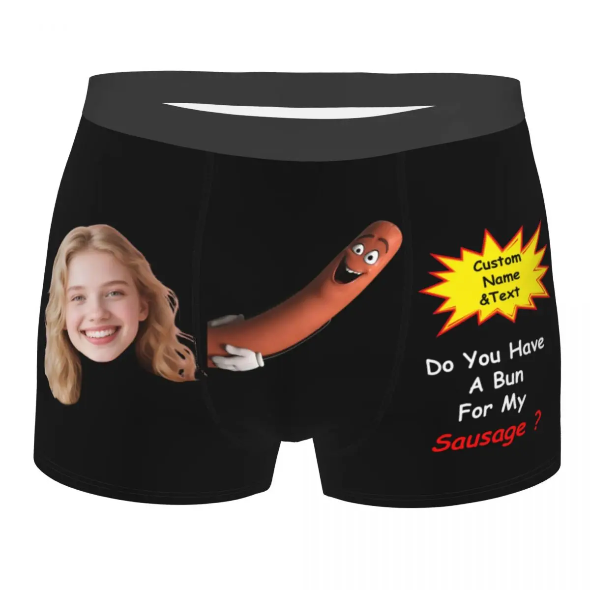 Novelty Personalized Custom Face Photo Boxers Briefs Male Stretch Underwear Valentine's Day Birthday Gift For Husband Father