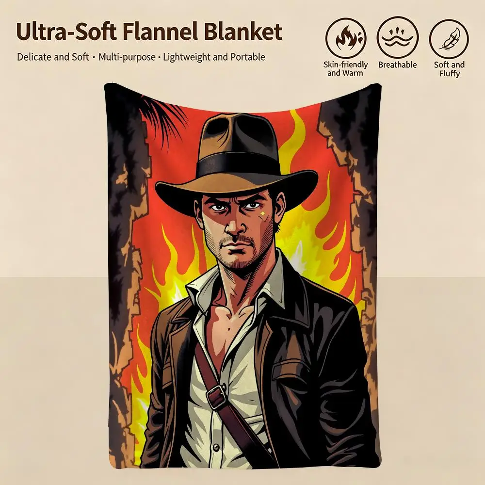 movie R-Raiders of the Lost Ark-k Throw Warm Soft Flannel Blanket, Multi-use for Sofa Bed Camping Travel Nap