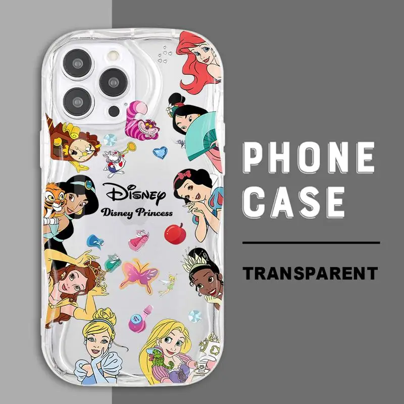 Disney Princess Cute Cover Phone Case for Apple iPhone 13 15 16 Pro Max 14 13 Pro 11 12 14 Plus 15Plus Wave Soft TPU