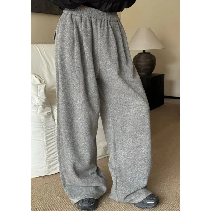 

Deeptown Grey Sweatpants Women Baggy Korean Style Oversize Wide Leg Sports Pants Winter Trouser Casual Vintage Harajuku Fashion