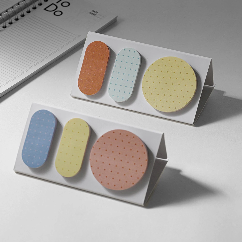 Calendar Style Sticky Notes, Polka Dot Geometric Note Stickers, Office Ledger Decoration, Classification Index, Sticky Notes