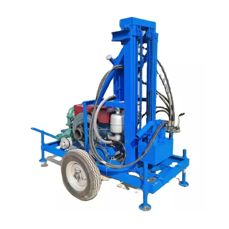 Powerful 22HP Diesel Engine Hydraulic Water Well Drilling Rig Machine With Wheel Trailer New Type