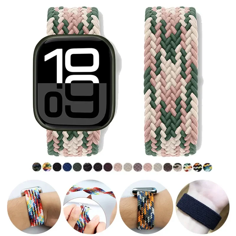 حلقة منفردة مضفرة لساعة أبل الترا باند 49 مللي متر 45 مللي متر 46 مللي متر 44 مللي متر 40 مللي متر 42 مللي متر كوريا سوار iWatch سلسلة 10 9 7 SE 8 6 5 4 حزام