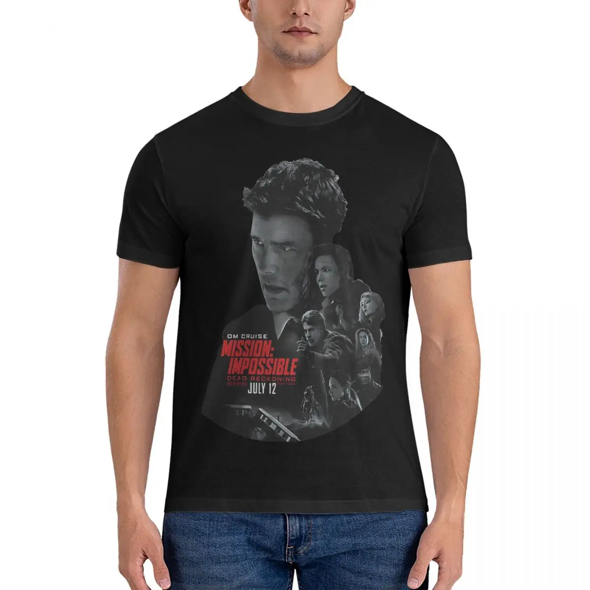 Dead Reckoning T-Shirt for Men Mission Impossible Vintage Pure Cotton Tees Round Neck Short Sleeve T Shirt Graphic Printed Tops