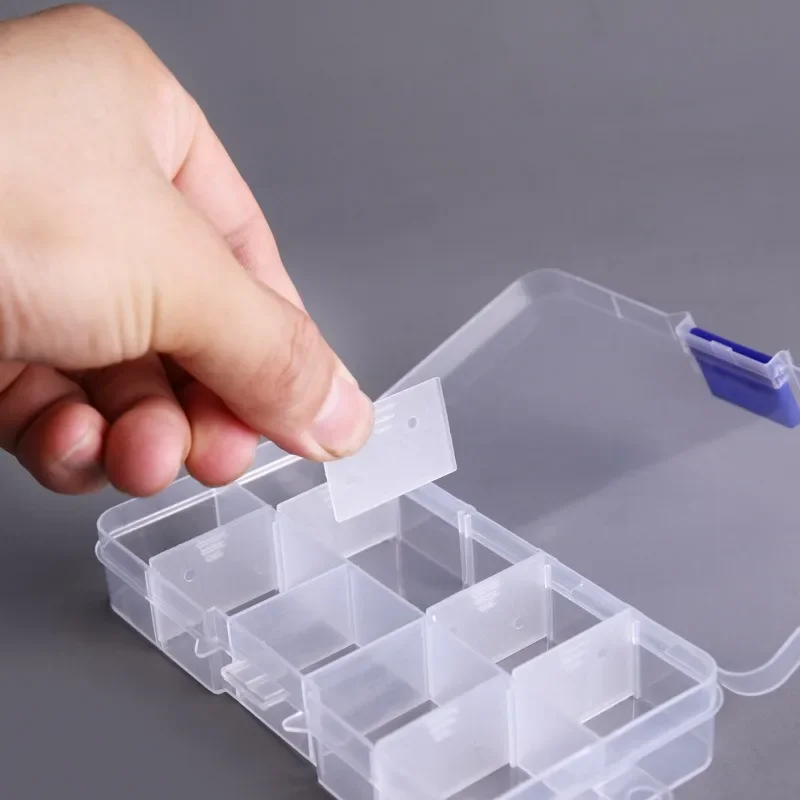 10 Grid Adjustable Organizer for Fish Bait Fishhook Plastic Transparent Fishing Tackle Boxes Case Cover Box Storage Container