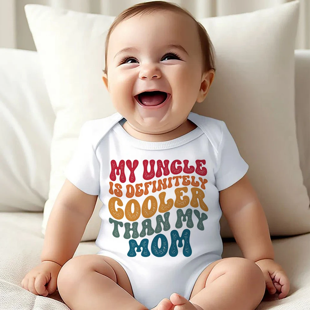 My Uncle Is Definitely Cooler Than My Mom Printed Newborn Bodysuit Summe Baby Romper Toddler Short Sleeve Jumpsuit Funny Clothes