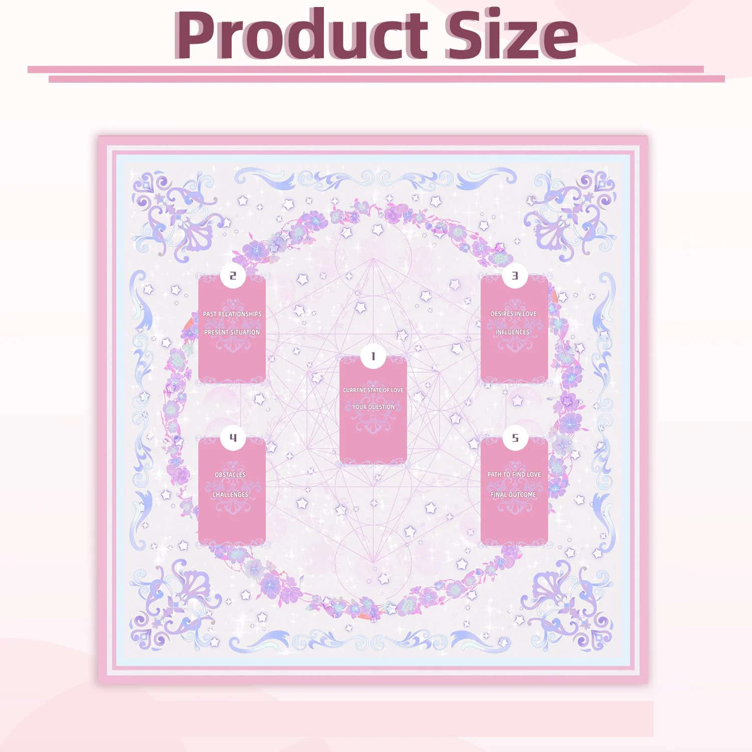 Tarot Cloth,  Pink Flowers Printed Altar Tablecloth, Tarot Pendulum Mat for Spread Divination Witch Board Games