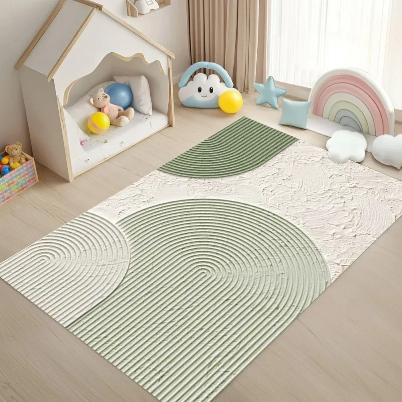 Minimalist Line Art Area Rug Beige Abstract Non-Slip Carpet Neutral Floor Mat for Living Room Bedroom Home Decor