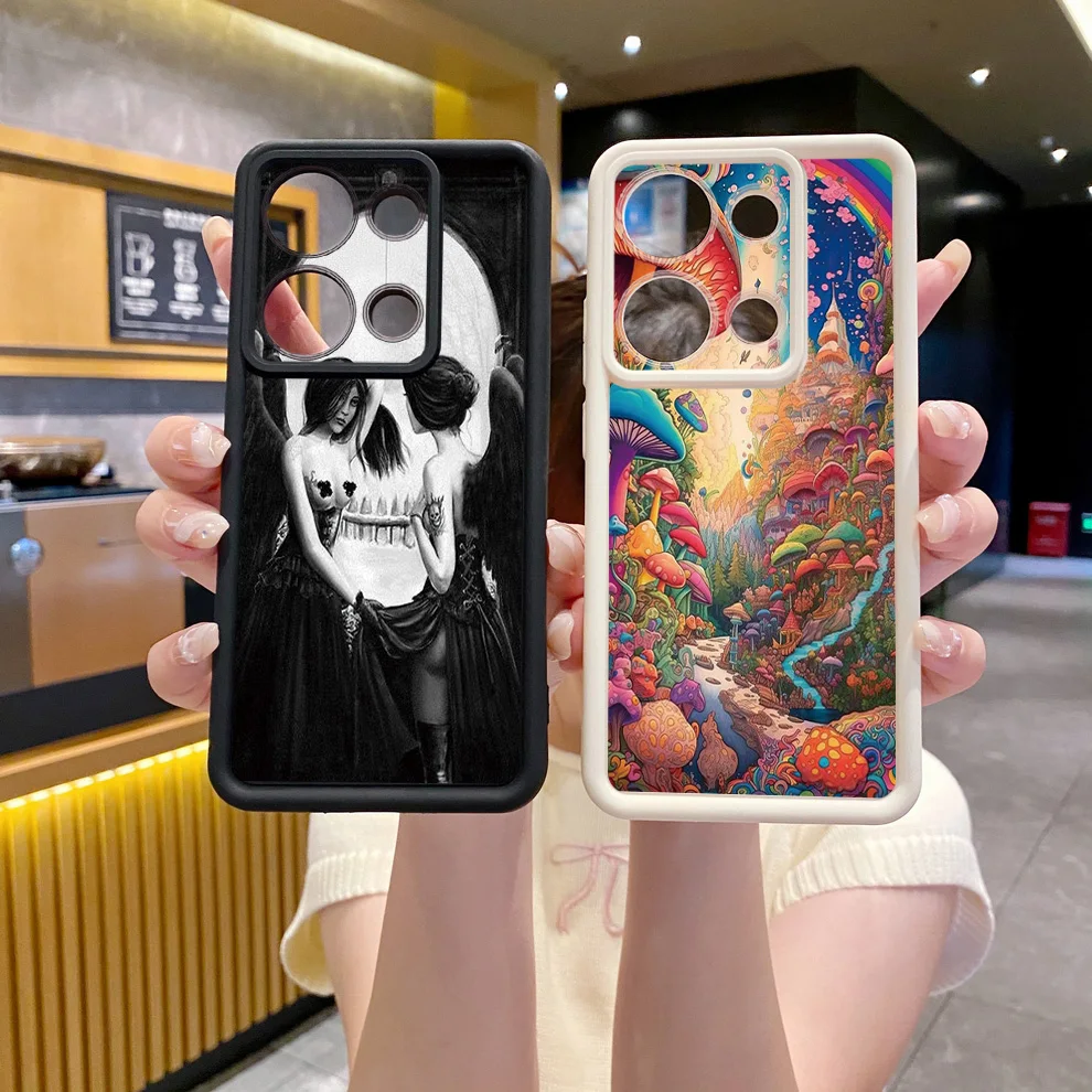 for Xiaomi Redmi Note 13 Pro 5G 12S 4G 12 Turbo 11S 13C 12C Skull Mushroom Case Anti Drop Cover