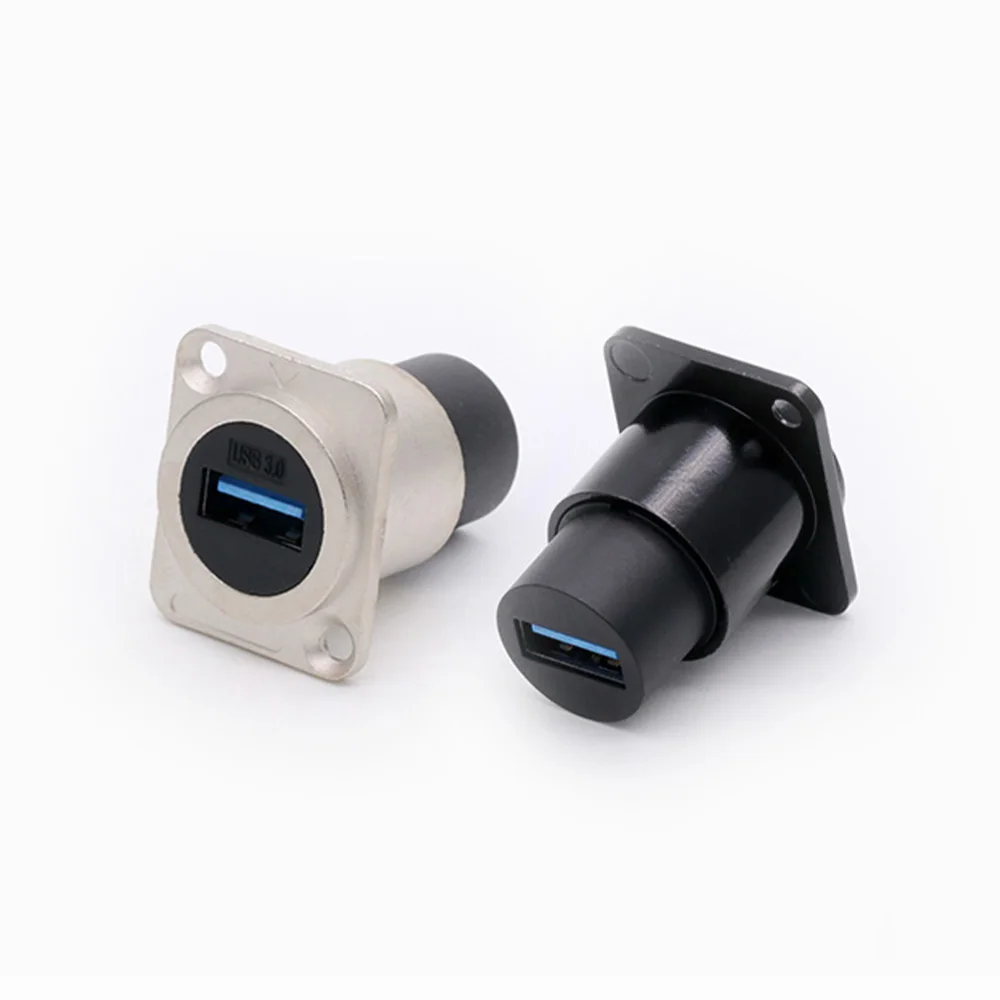 1pc Metal Round/D Type Module RJ45 CAT6&USB 2.0/3.0&Type C&HDMI-Jack Socket Through Network Panel Mounting Electronic Connector