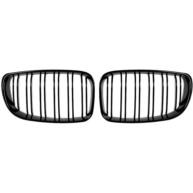 

Glossy Black Dual Slats Front Kidney Grille Grill Replacement for BMW E81 E87 E82 E88 120I 128I 130I 135I Selected 2007-2011