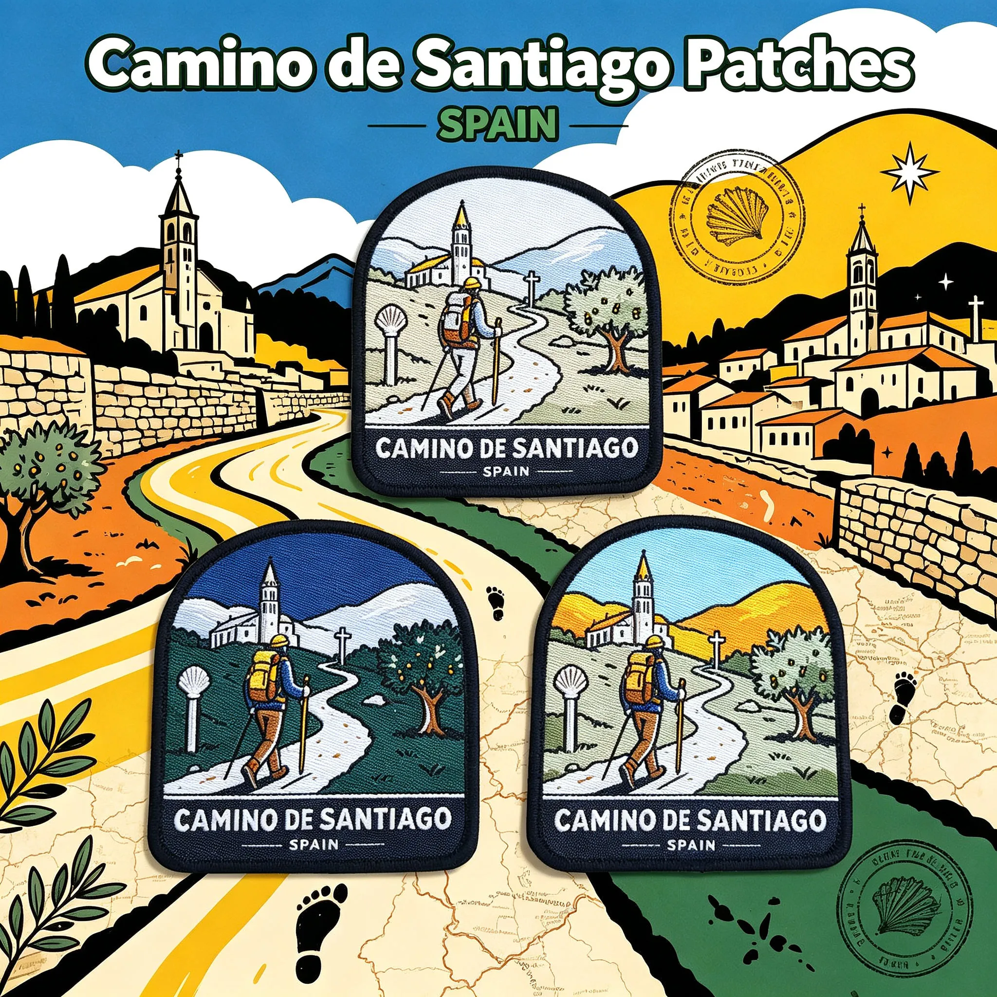 1PCS Parche Tejido con Paisaje de Senderismo en España, Parche Decorativo para Ropa, Mochila, Viajes, Recuerdo, DIY