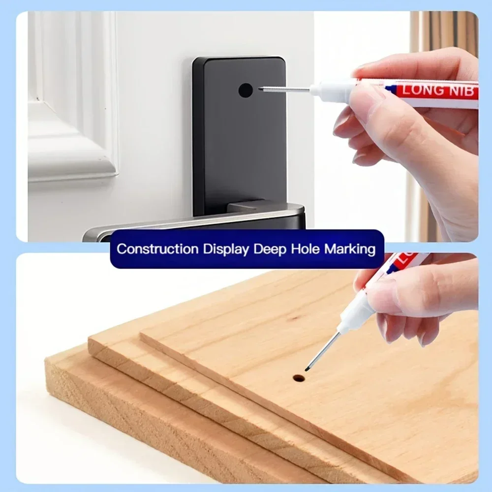 10Pcs/Set Multi-Purpose 20mm Deep Hole Long Nib Head Marker For Metal Perforating Pen Waterproof Bathroom Woodworking Decor Tool image 6