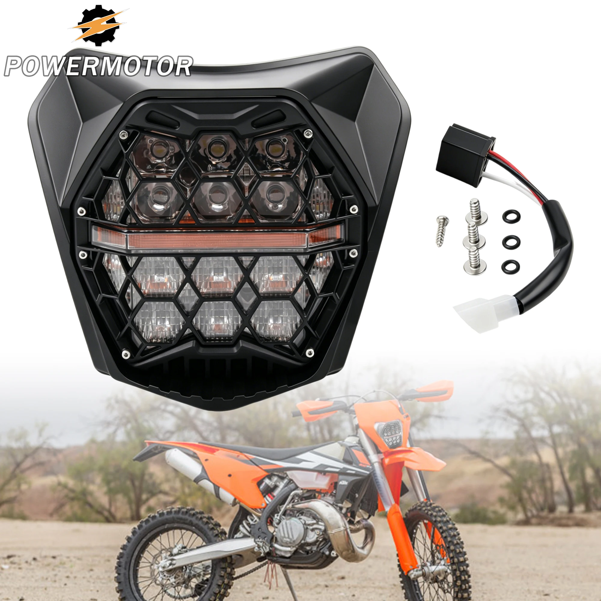 

Motorcycle LED Headlight DRL for KTM EXC EXCF XC XCF XCW XCFW SX SXF 125 150 250 300 350 450 530 DirtBike Hi/Low Beam Modified