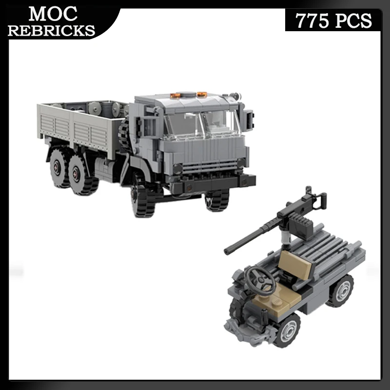 

Military Series Building Block Transport Vehicles For Modern Special Forces Kamaz 5350 Mustang WW2 Creative DIY Children's Toys