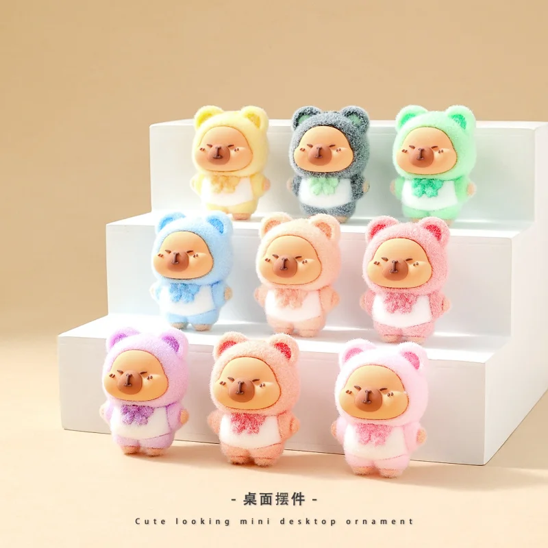 

Cartoon Flocking Kapibala Cute Doll Tide Play Live Match-up Blind box Living Room Desktop Small Ornaments Blindbagfor gift