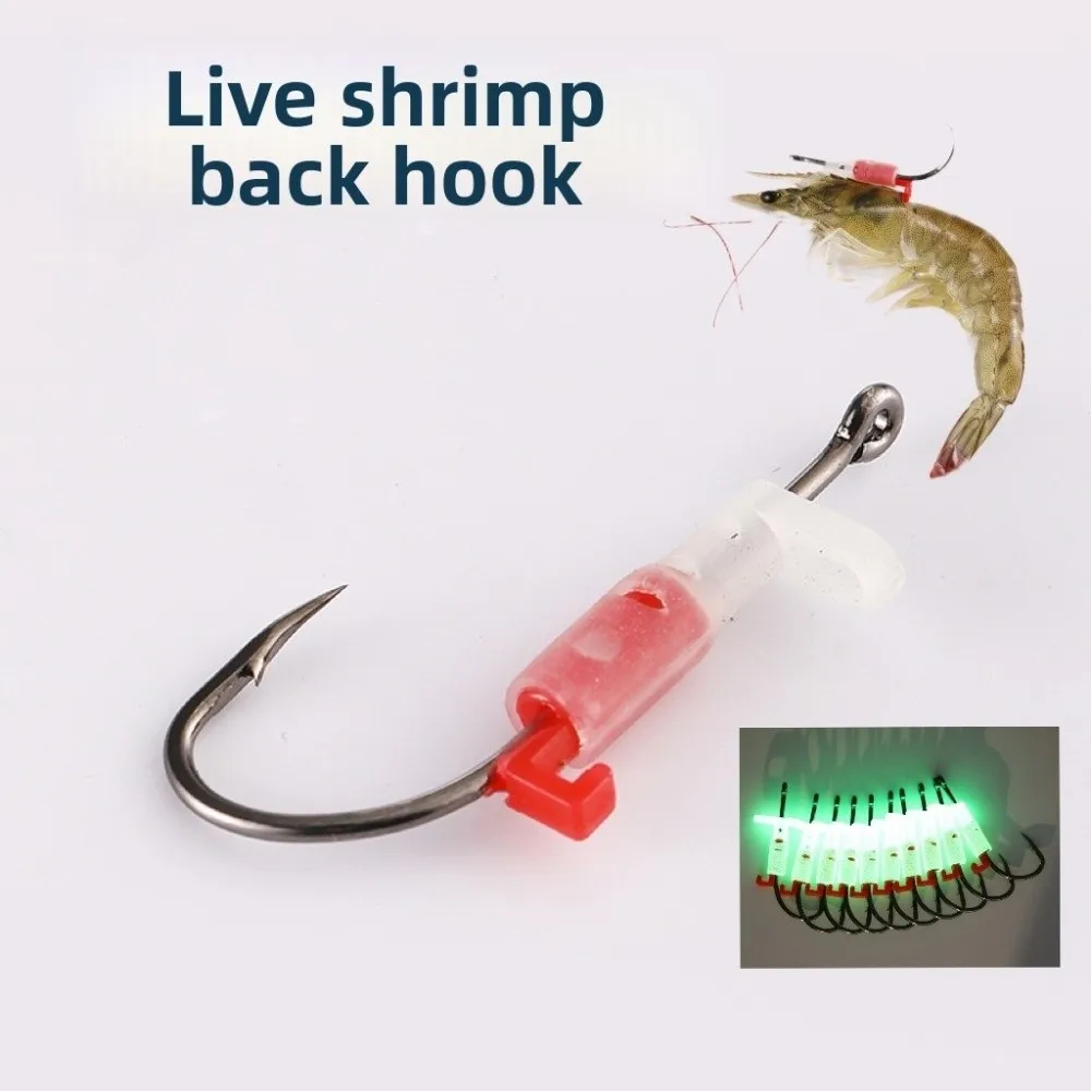 5 stücke Edelstahl Leucht Köder Feste Halter Set Anti-verwirrung Scharfe Stacheldraht Leuchtende Live Garnelen Haken Anti Slip Kein Aushaken