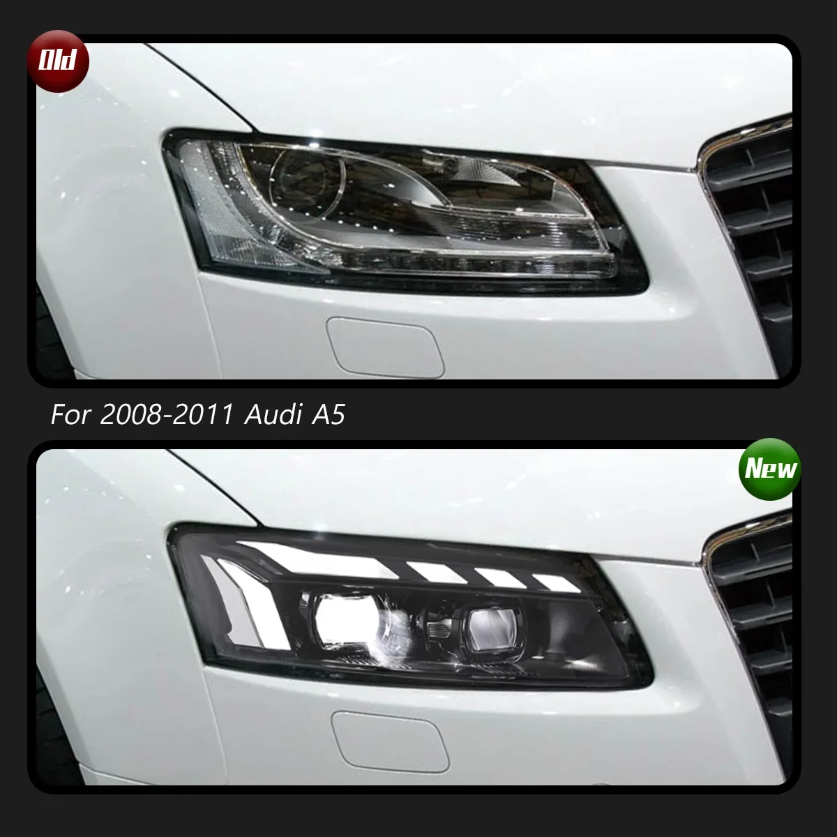 

LXBY Auto Accessories Car For Audi A5 Headlight 2008-2011 Upgrade Modified To New DRL Dynamic Turn Signal LED Headlight