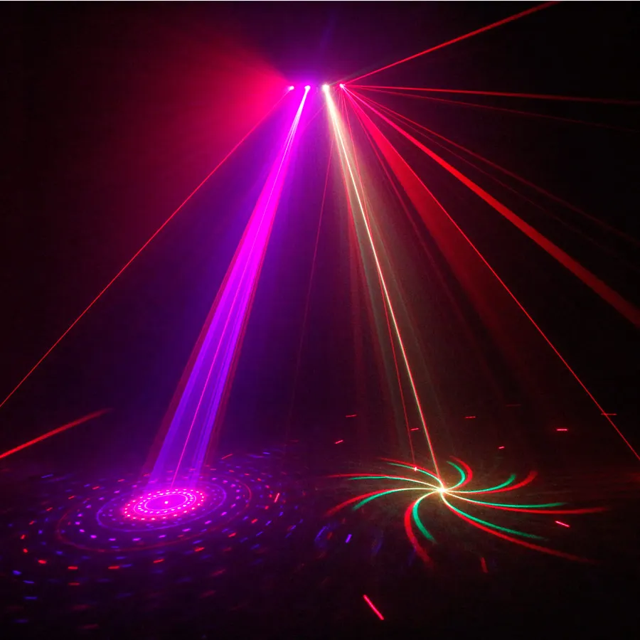 3D RGB 4 Lens 9 LED Laser Beam Projector DJ Disco Light Party RGB Dance DMX Decoration Birthday Lighting Effect Stage Lamp F12D3