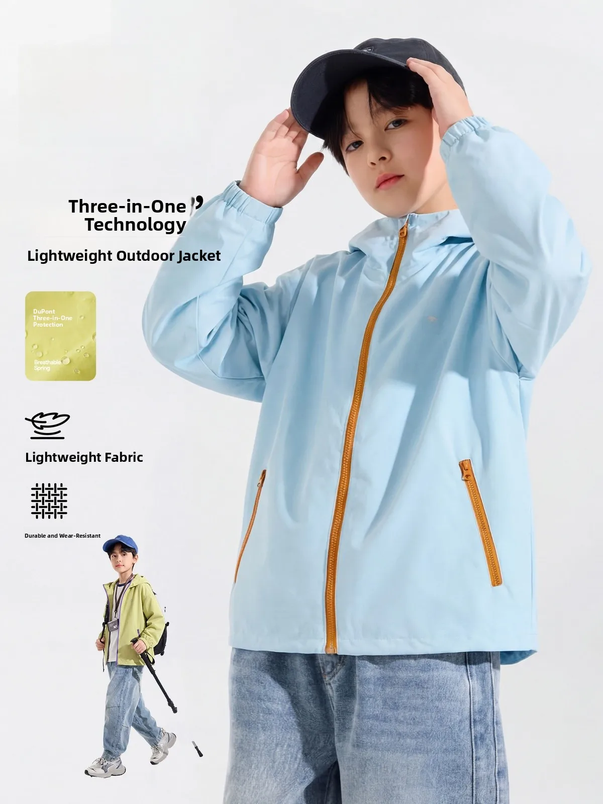 DuPont Three-Proof Boys' Outdoor Jacket Waterproof Casual Style Polyester Fiber Spring Autumn New Arrival Children's Clothing