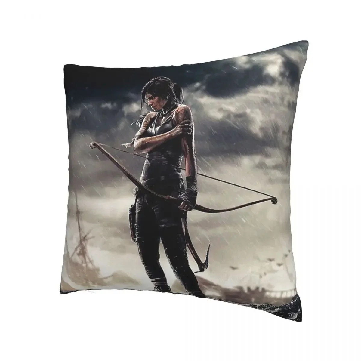 Lara Croft In The Rain Polyester Cushion Cover Tomb Raider Jonah Maiava Game For Home Decorative Kawaii Cojines Decorativos
