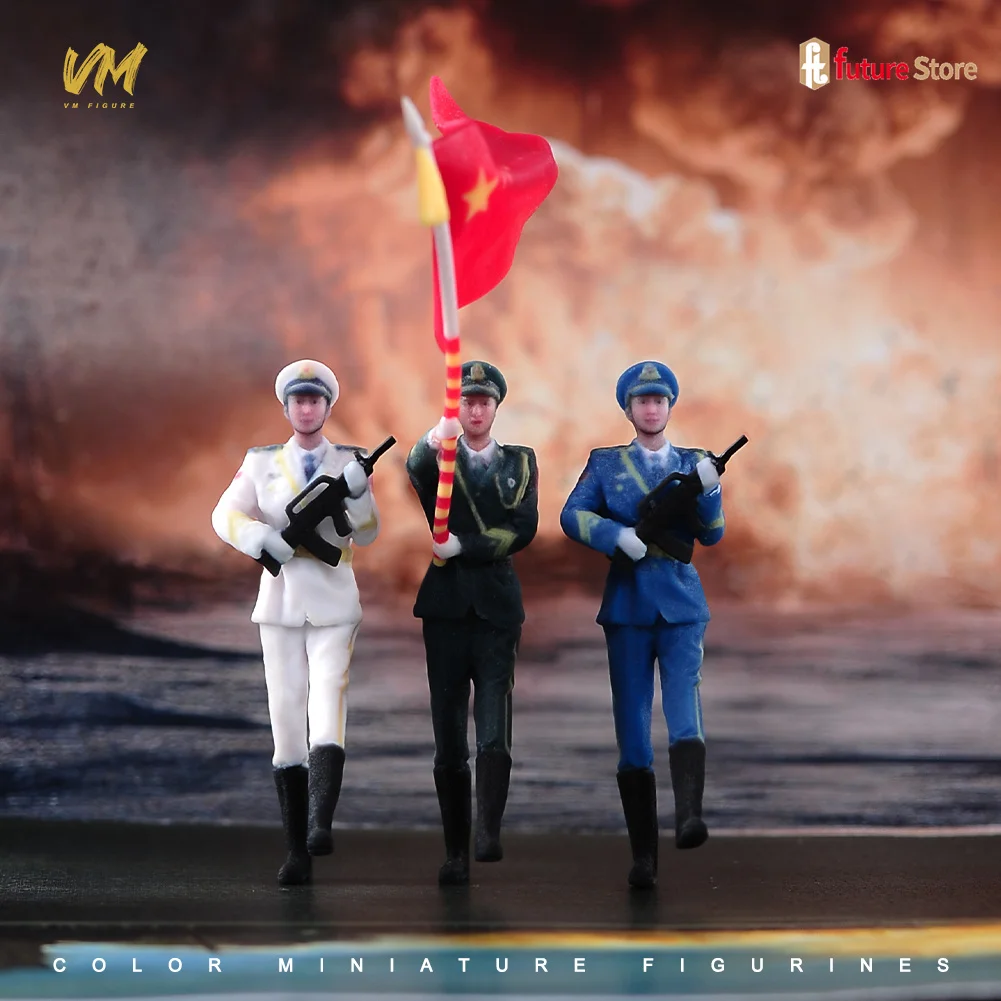 

Real Person Miniature Figure 1/64 1/43 Chinese The Three Services Honor Guard 3D Print Dolls Model Props Creative Decoration