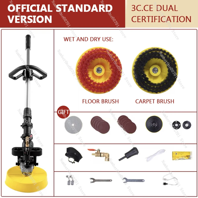

860W Handheld Electric Concrete Floor Scrubber for Marble Tile Multifunctional Cleaning Tool for Home And Business