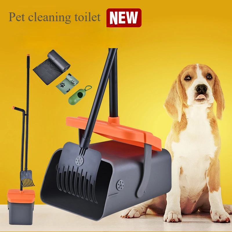 

New pet cleaning toilet, going out to walk the dog, holding dog shit, shovel, foldable broom, dustpan, rake set