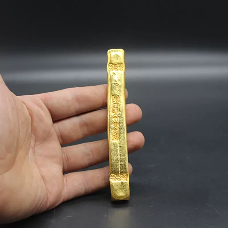 Exquisite Antique Copper Rectangular Gold Ingot Decoration