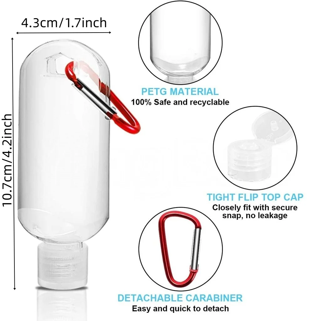 1-5 قطعة السفر البلاستيك واضح المفاتيح زجاجات 50 مللي مانعة للتسرب فارغة ضغط الحاويات غطاء الوجه لمستحضرات التجميل مستلزمات التجميل السوائل #4