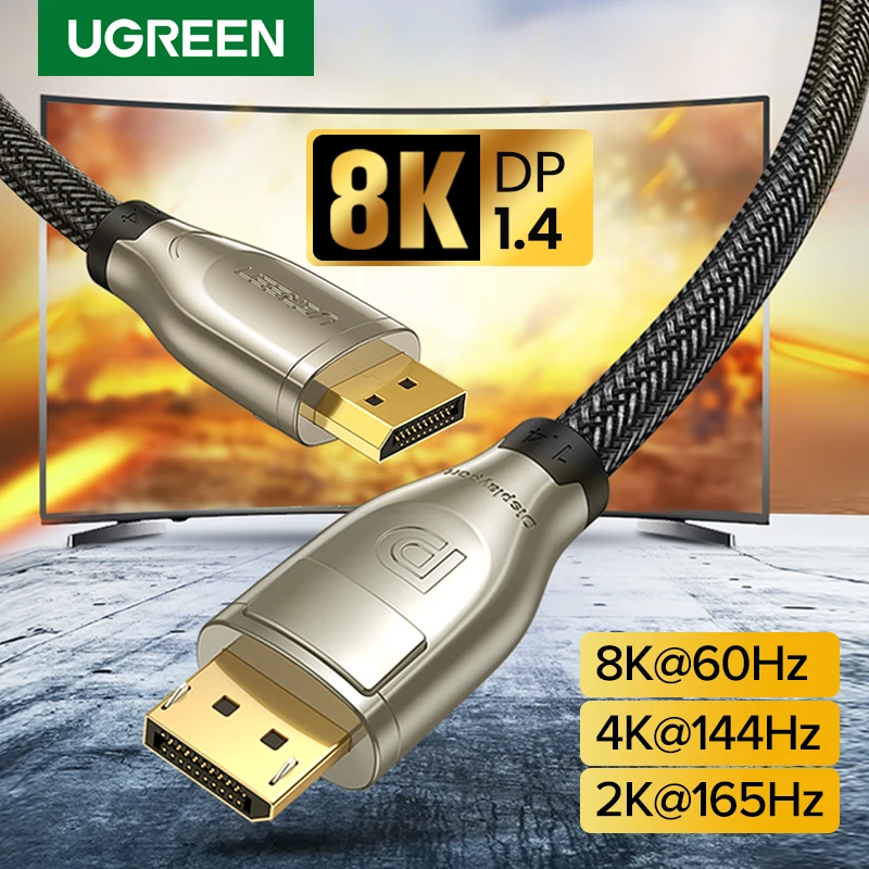 Ugreen 8K DisplayPort 1.4 Cable 8K@60Hz 4K@144Hz Ultra High Speed 32.4Gbps Display Port Cable for Laptop PC DP 1.4 Display Port