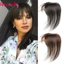 7x9Cm T-part Topper capelli per le donne capelli invisibili senza cuciture con frangia d'aria posticci traspiranti con clip copertura perdita di capelli