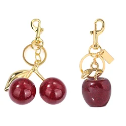 Fashion Delicious Red Cherry Keychain Summer Fruits Cherries Pendant Keyring For Women Men Jewelry Bag Key Accessories Gift