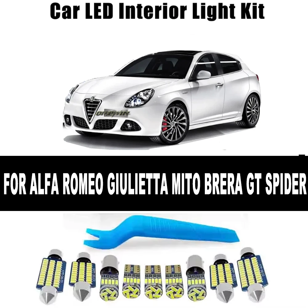

Canbus No Error LED Interior Dome Map Light Bulb Kit For Alfa Romeo Giulietta Mito Brera GT Spider 4C 147 156 159 166