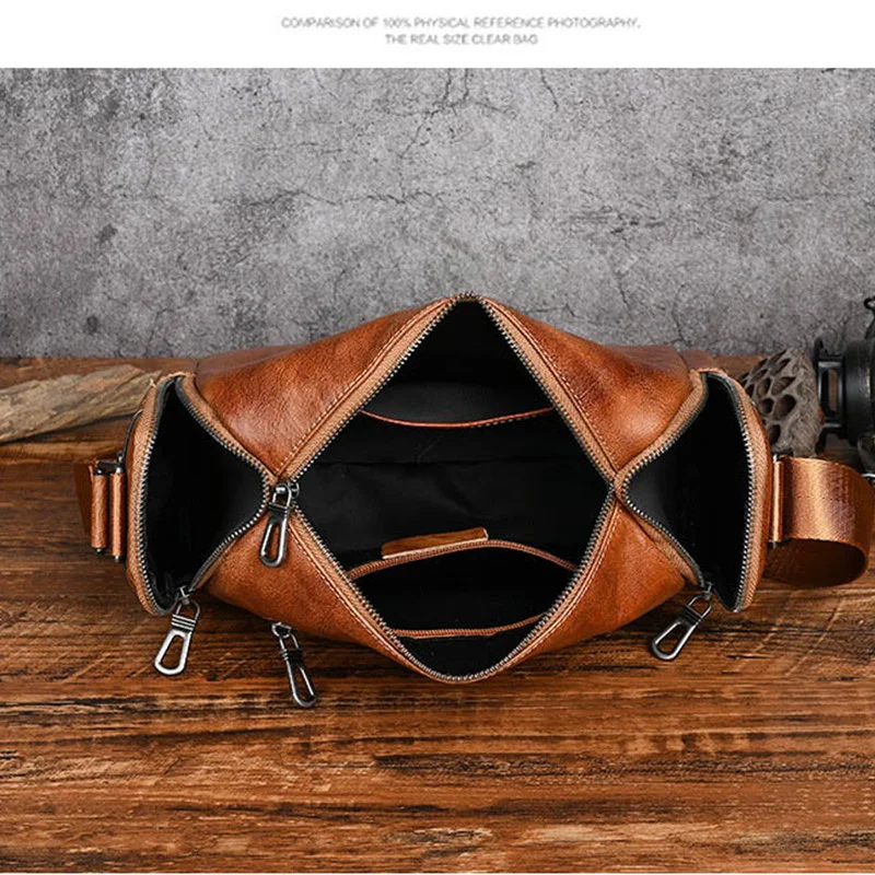 Mode Umhängetasche für Männer braune Rindsleder Handtaschen Herren echte Messenger männliche Reise Cross body