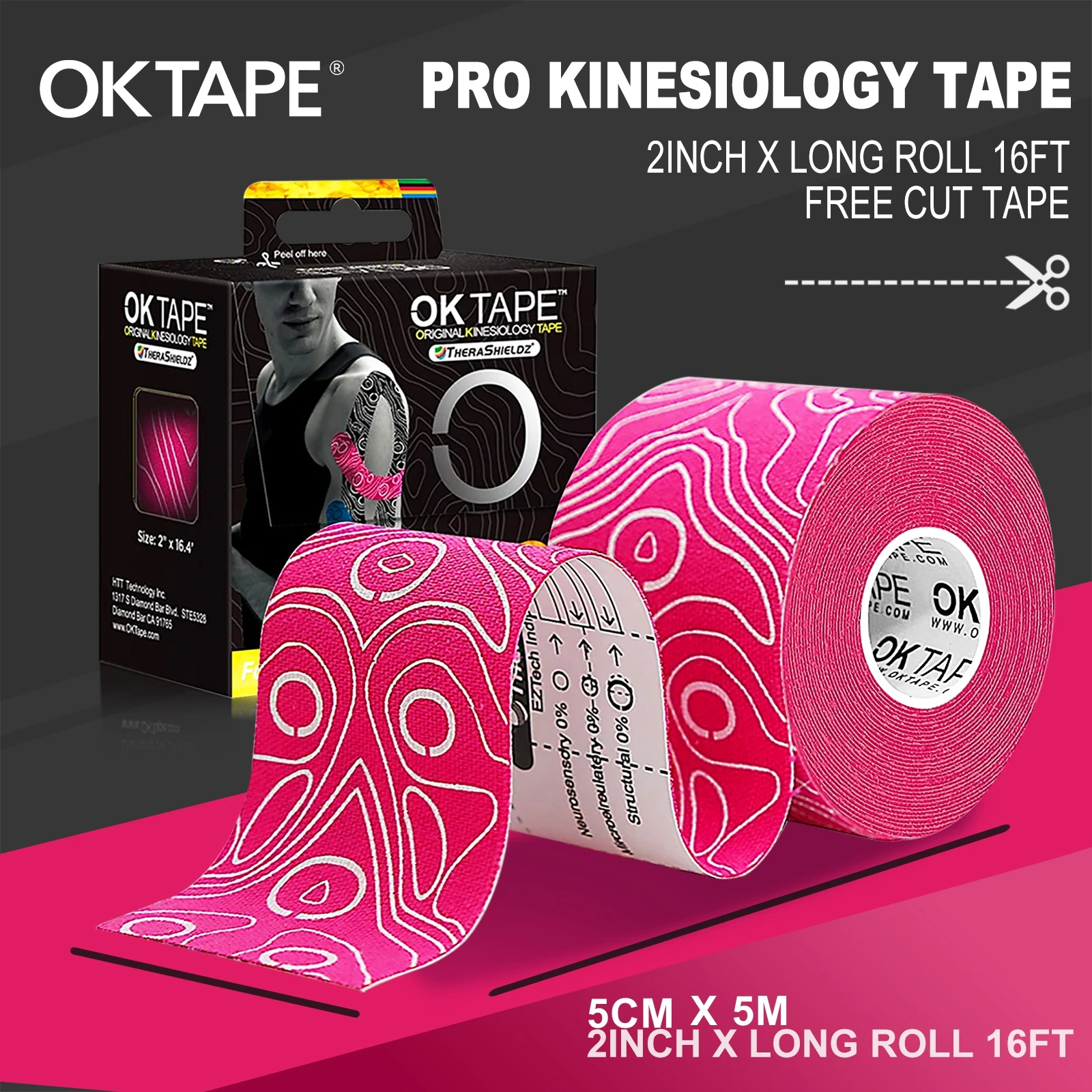 OK TAPE Kinesiology Tape 4 Rolls 5CMx5M, 2Pro+2Classic Precut, Cotton Elastic Athletic Tape, Waterproof Breathable Latex Free