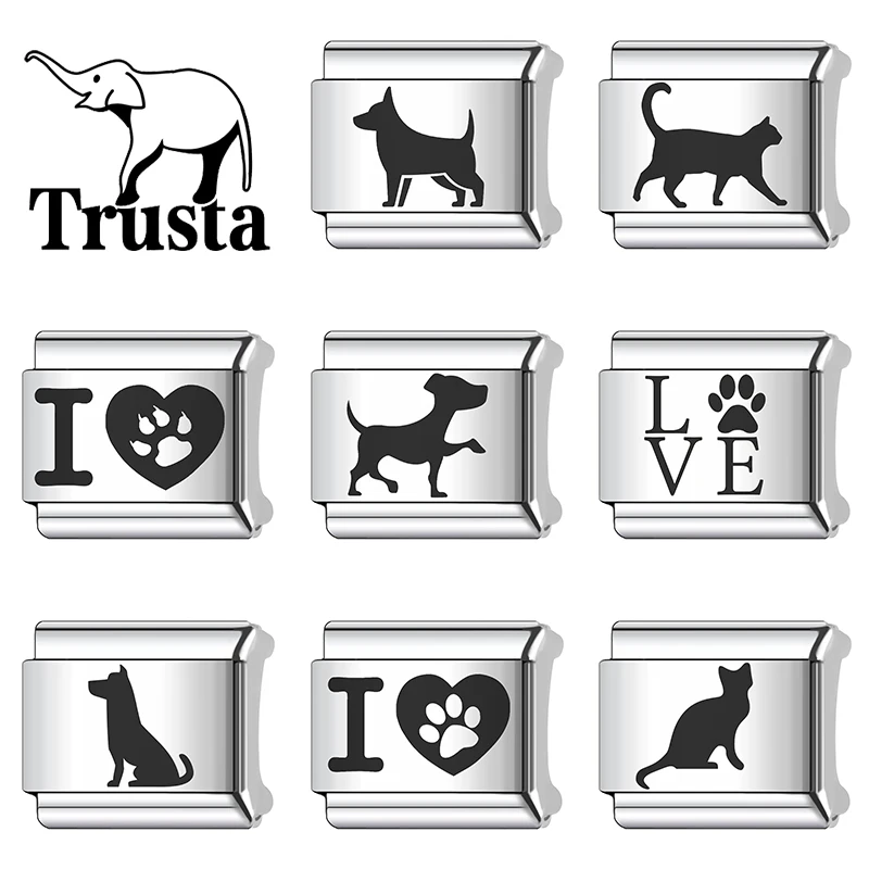 Trusta 2026 New Laser LOVE Dog Series Charms for italian bracelet Removable Accessories Fit 9mm DIY Making Fashion N685